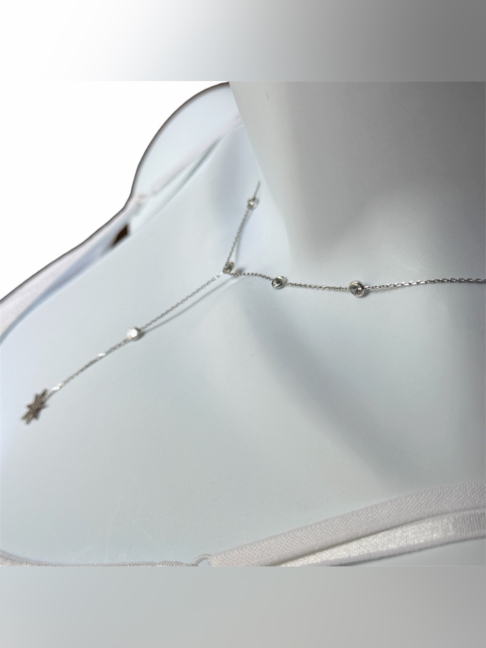 Ulu Sterling Silver Starburst 15” Lariat Necklace Rock Crystal 90s Bling - Picture 3 of 12